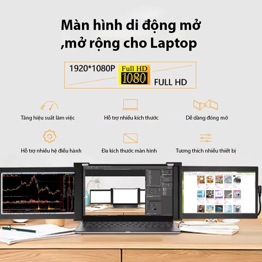 67510_e_tech_s11_1 Bộ 02 màn hình mở rộng cho laptop 11 inch E-Tech S11 - Full HD - Màu đen