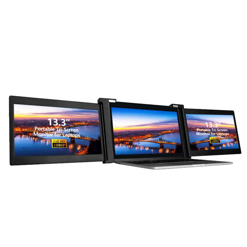 Bộ 02 màn hình mở rộng cho laptop 13 inch E-Tech S13 - Full HD - Màu đen